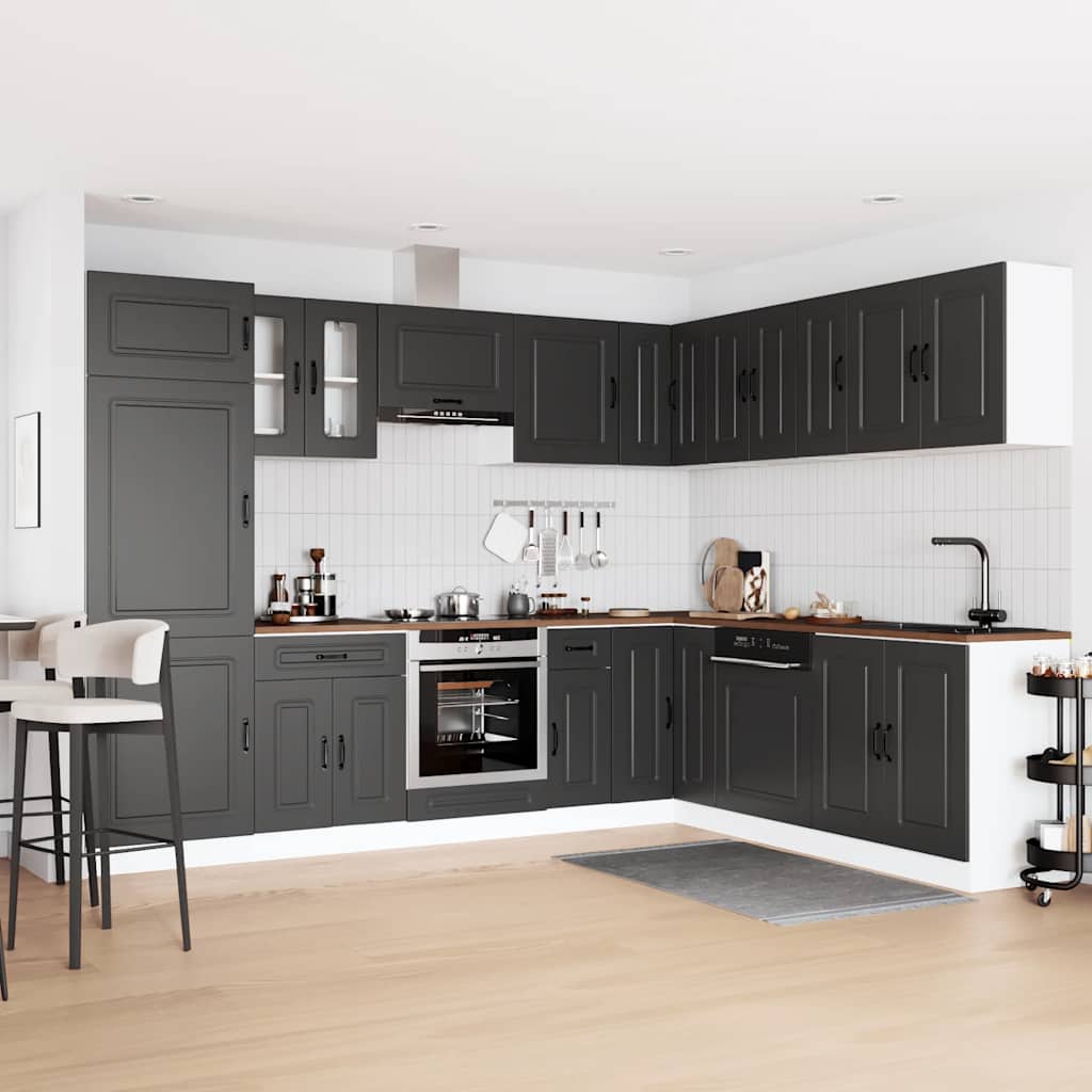 vidaXL 14-delige Keukenkastenset Kalmar bewerkt hout gerookt eiken - Aashly
