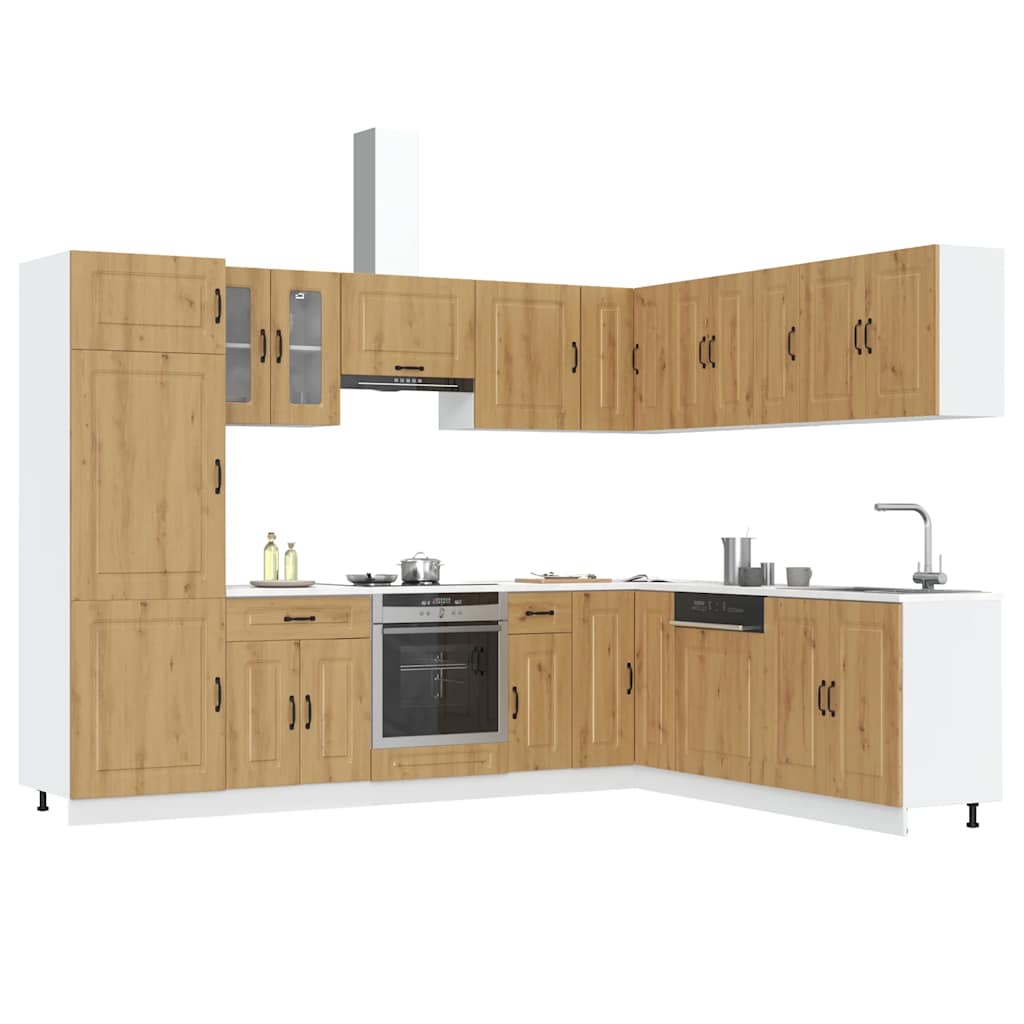 vidaXL 14-delige Keukenkastenset Kalmar bewerkt hout gerookt eiken - Aashly