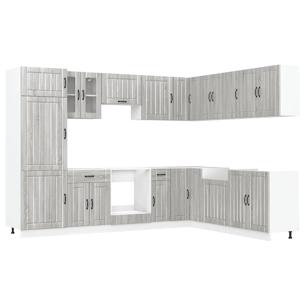 vidaXL 14-delige Keukenkastenset Lucca bewerkt hout wit - Aashly