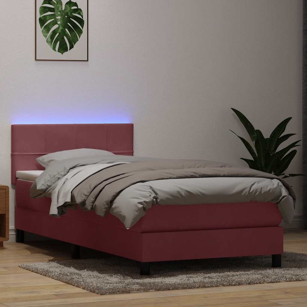 vidaXL Boxspring met matras en LED fluweel zwart 120x200 cm