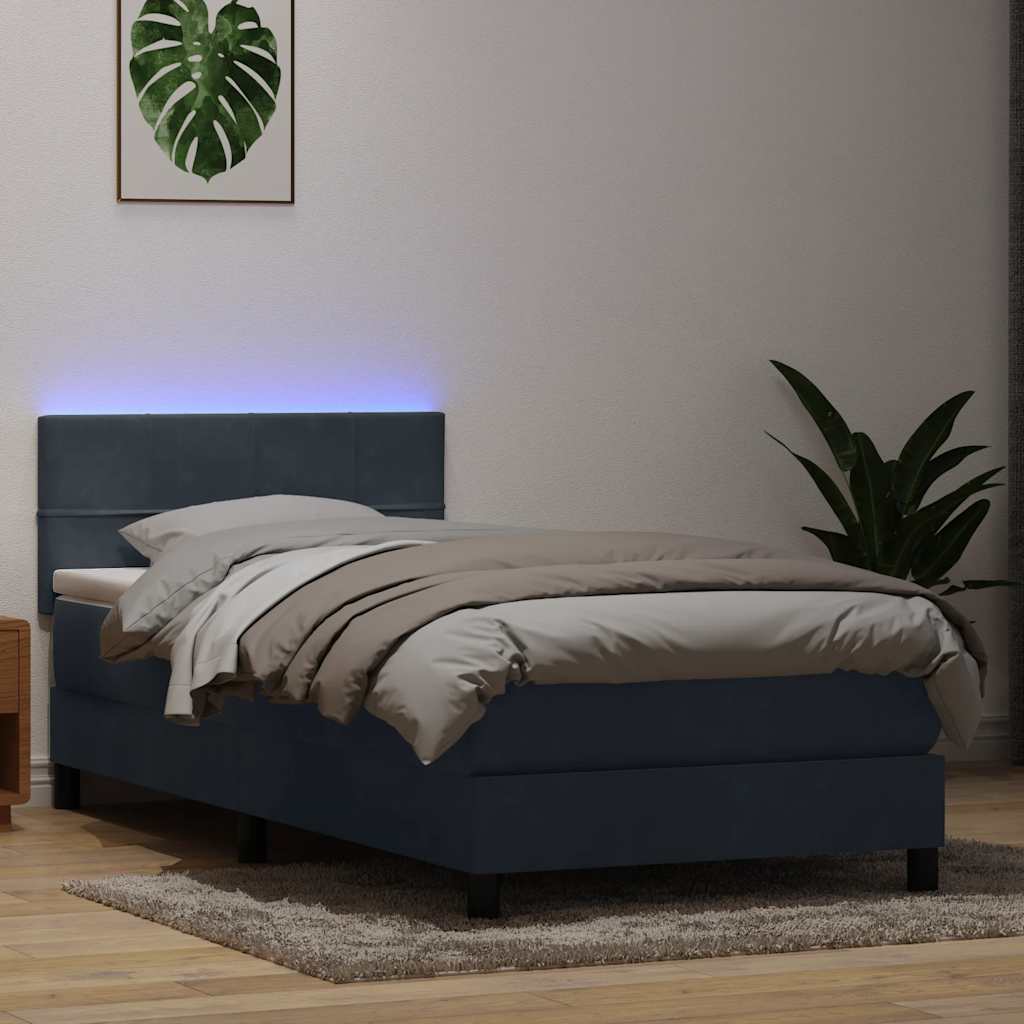 vidaXL Boxspring met matras en LED fluweel zwart 120x200 cm
