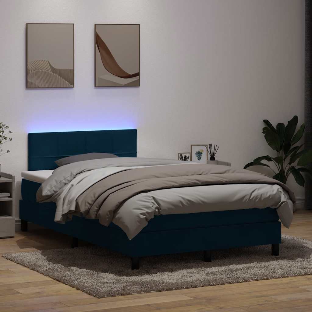 vidaXL Boxspring met matras en LED fluweel zwart 120x200 cm