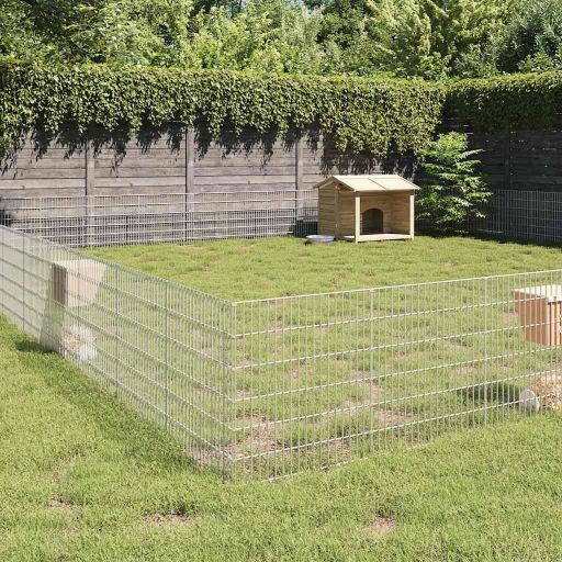 vidaXL Dierenverblijf 6 panelen 54x60 cm gegalvaniseerd ijzer - Aashly