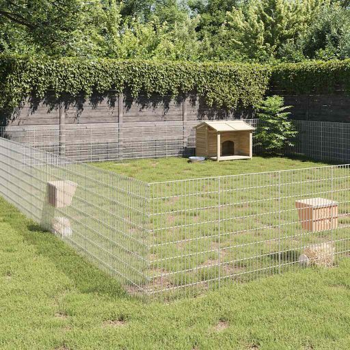 vidaXL Dierenverblijf 6 panelen 54x60 cm gegalvaniseerd ijzer - Aashly