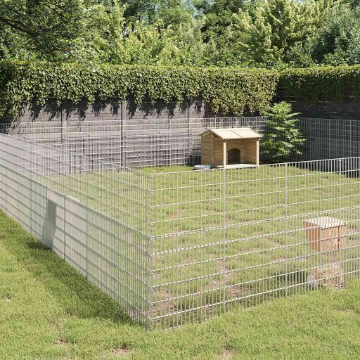 vidaXL Dierenverblijf 6 panelen 54x60 cm gegalvaniseerd ijzer - Aashly