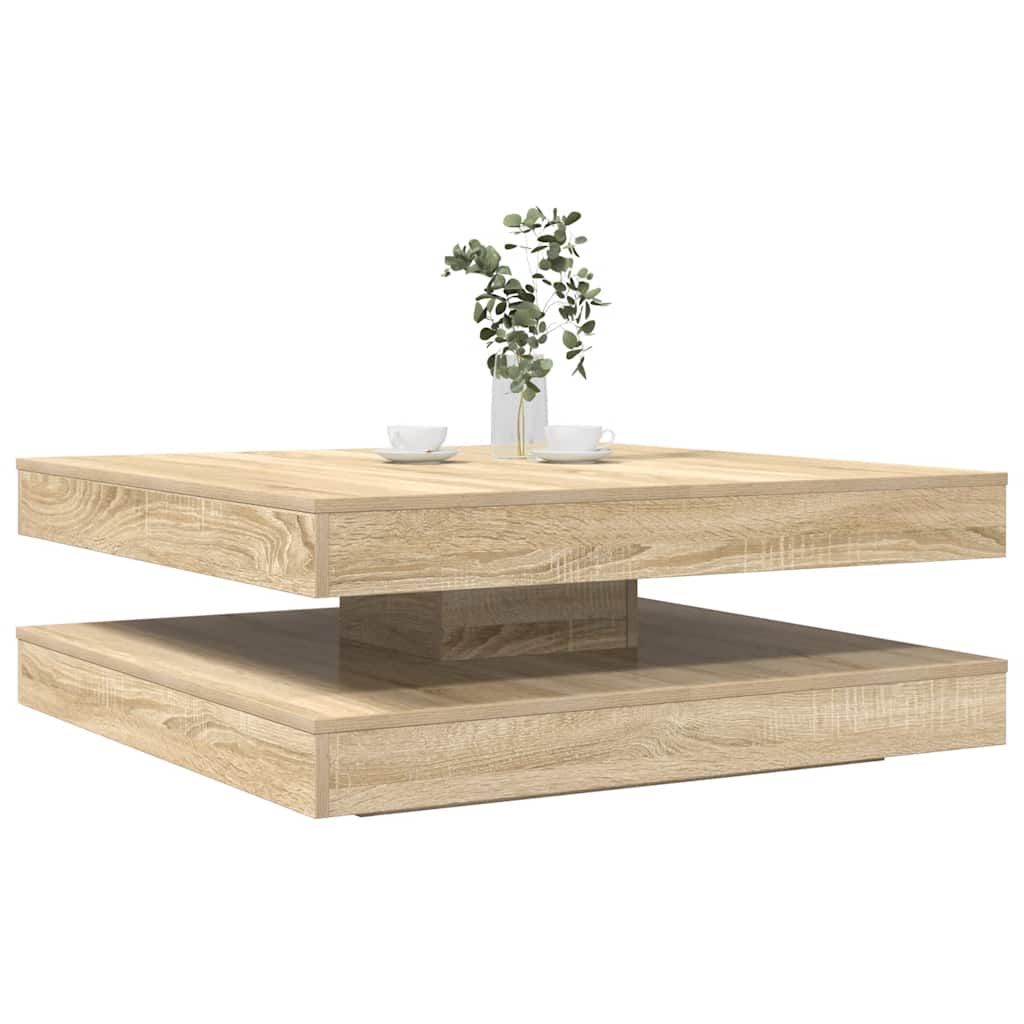 vidaXL Salontafel 360 graden draaibaar 70x70x34,5 cm zwart - Aashly