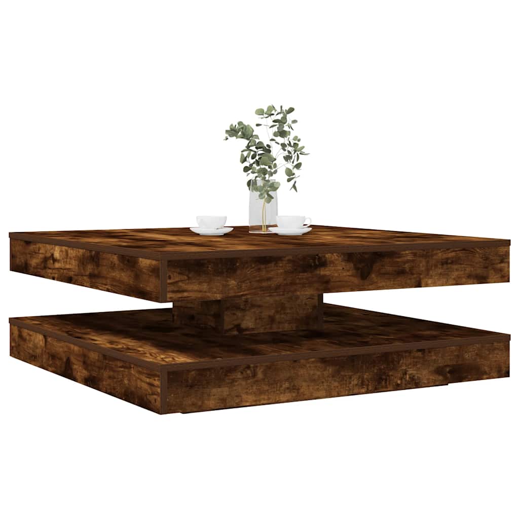 vidaXL Salontafel 360 graden draaibaar 70x70x34,5 cm zwart - Aashly