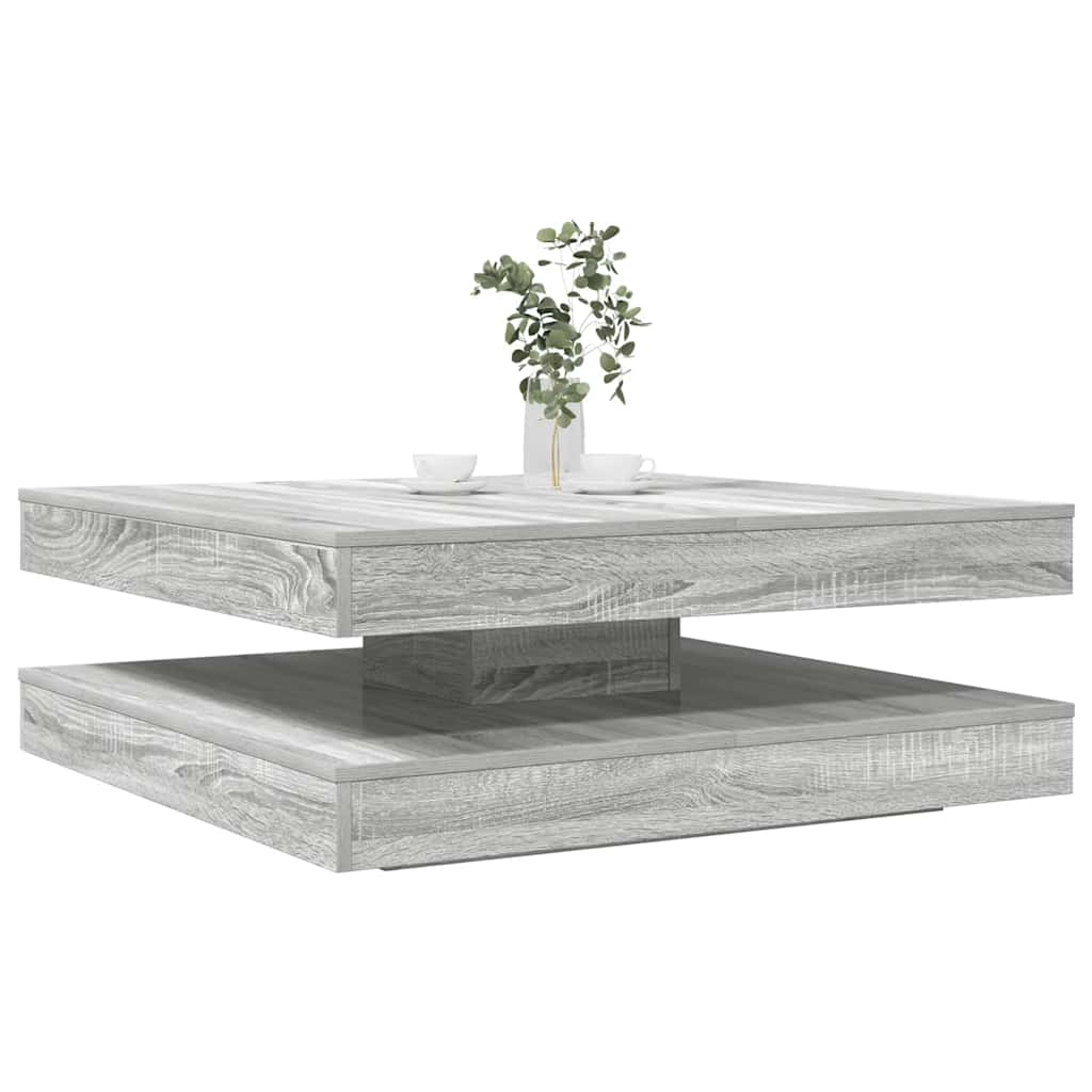 vidaXL Salontafel 360 graden draaibaar 70x70x34,5 cm zwart - Aashly