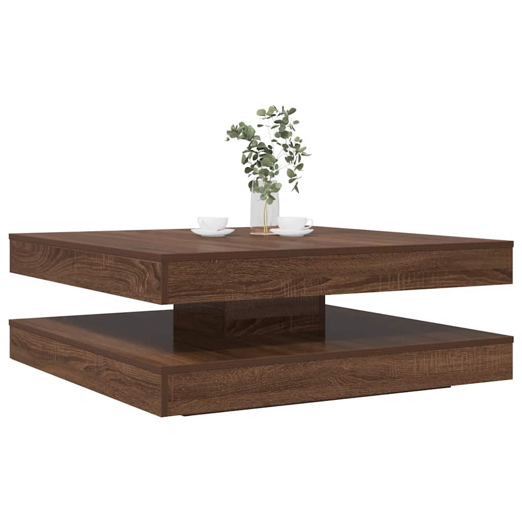 vidaXL Salontafel 360 graden draaibaar 70x70x34,5 cm zwart - Aashly