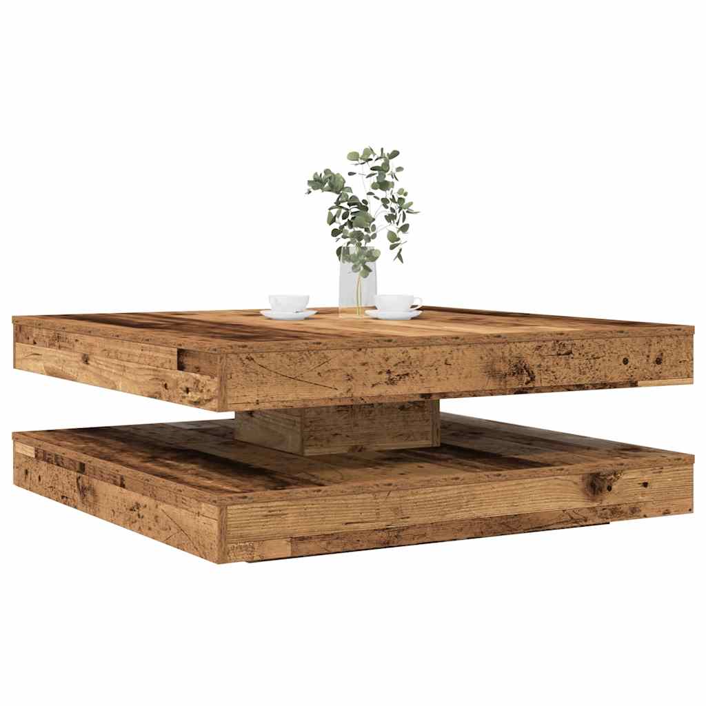 vidaXL Salontafel 360 graden draaibaar 70x70x34,5 cm zwart - Aashly