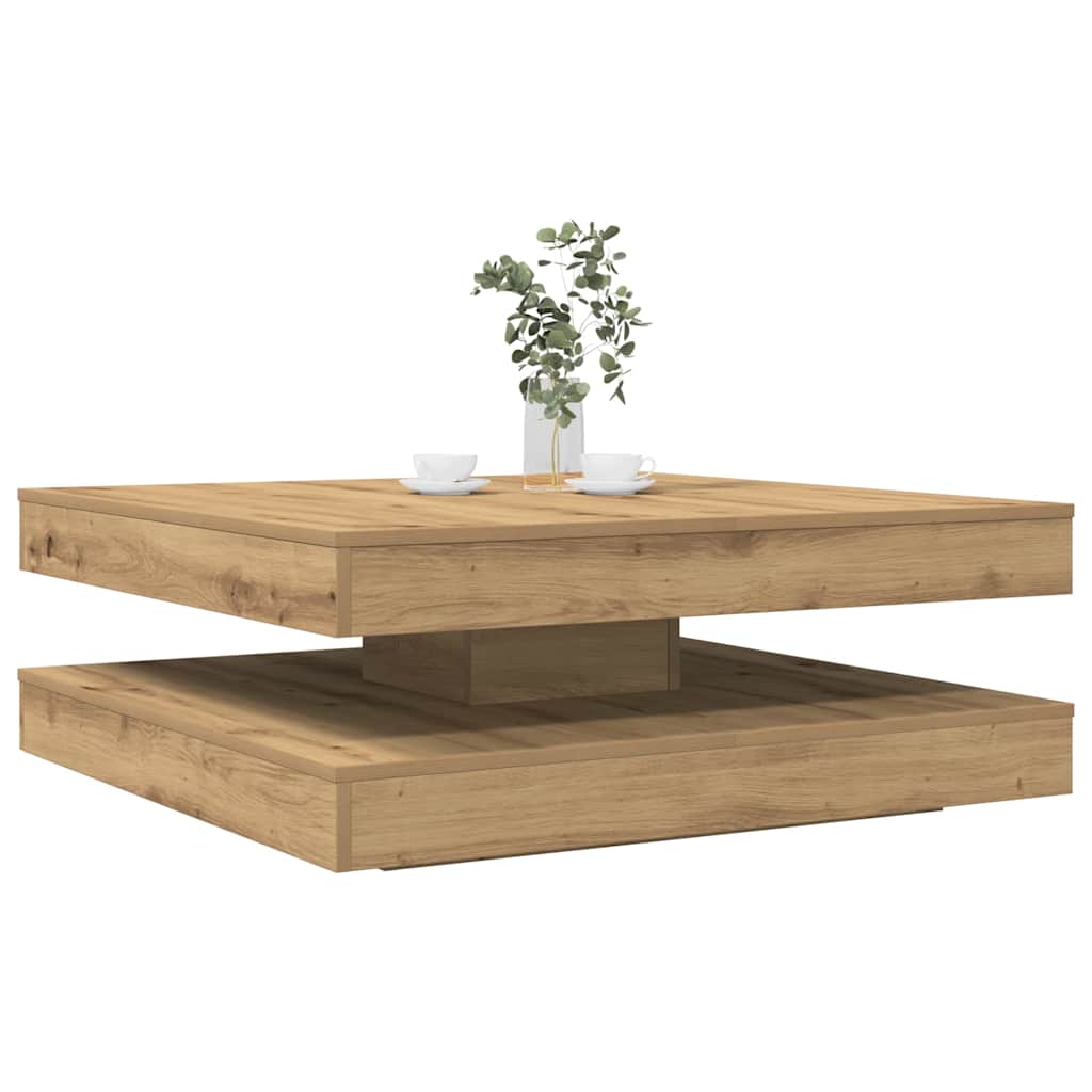 vidaXL Salontafel 360 graden draaibaar 70x70x34,5 cm zwart - Aashly