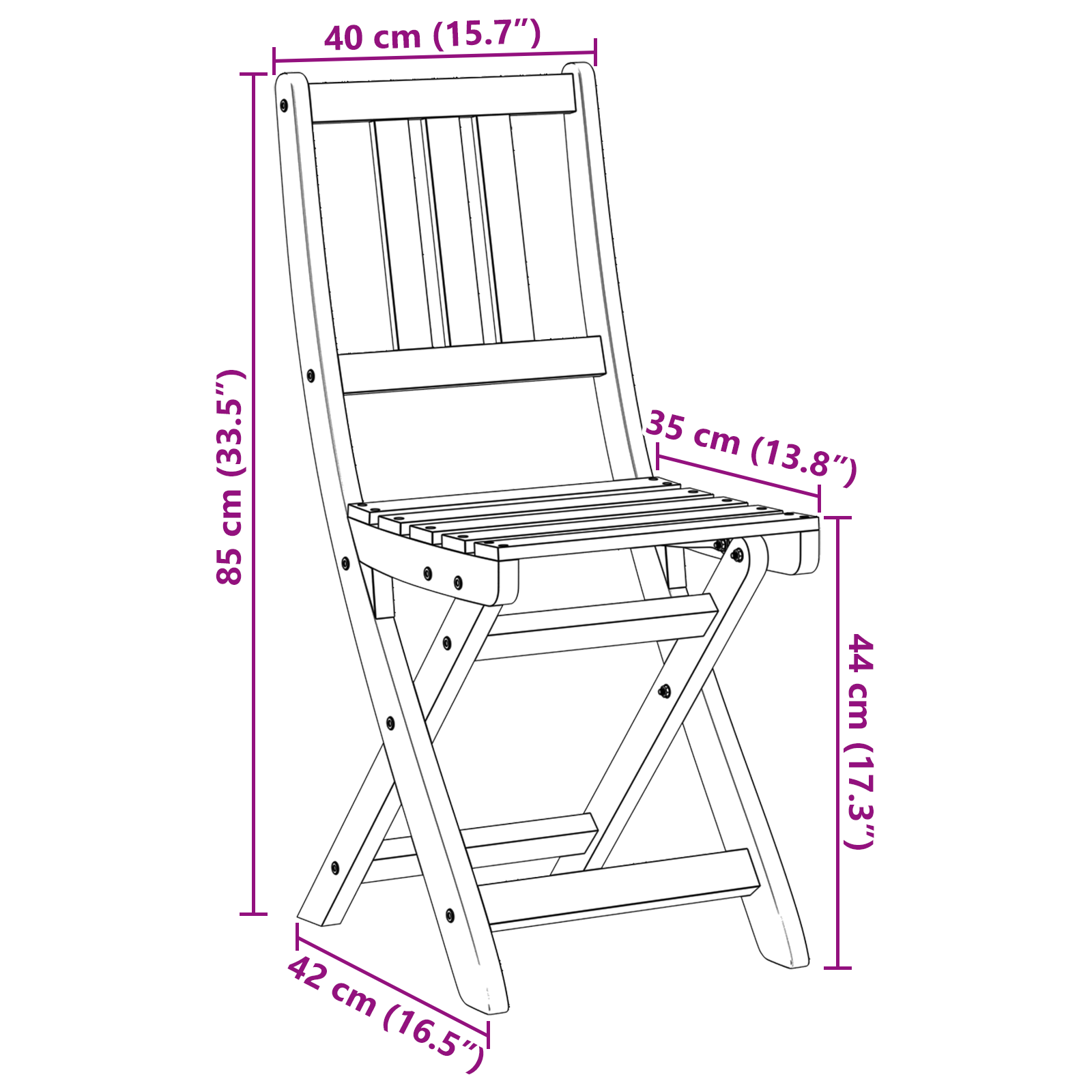 vidaXL Opvouwbare Tuinstoelen 4 st 36x46x86 cm Massief Acaciahout