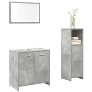 vidaXL 3-piece bathroom furniture set, finished wood, concrete grey