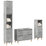 vidaXL 3-piece bathroom furniture set, finished wood, concrete grey