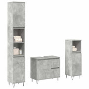 vidaXL 3-piece bathroom furniture set, finished wood, concrete grey