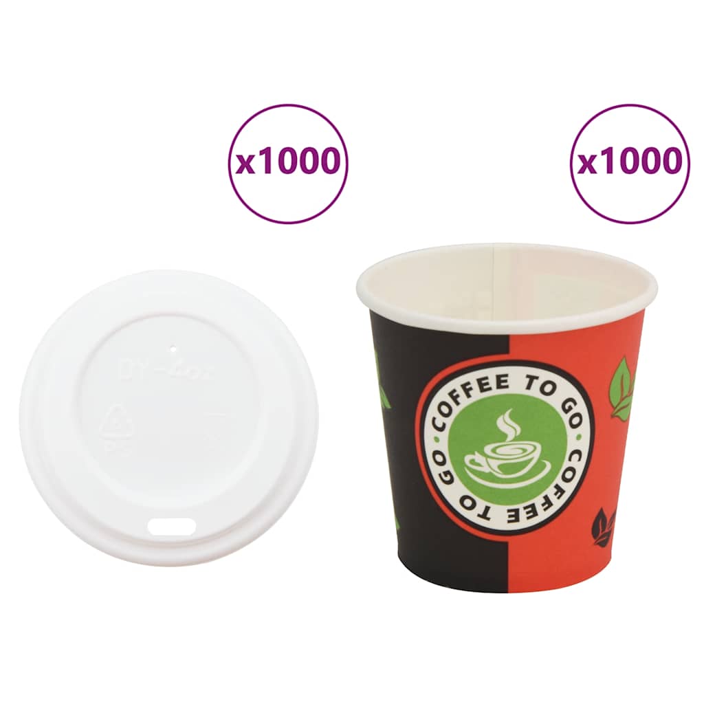 vidaXL Paper Coffee Cups with Lids 1000 pcs 4oz 120 ml