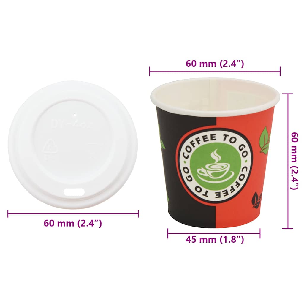 vidaXL Papieren koffiekopjes met deksel 1000 st 4oz 120 ml