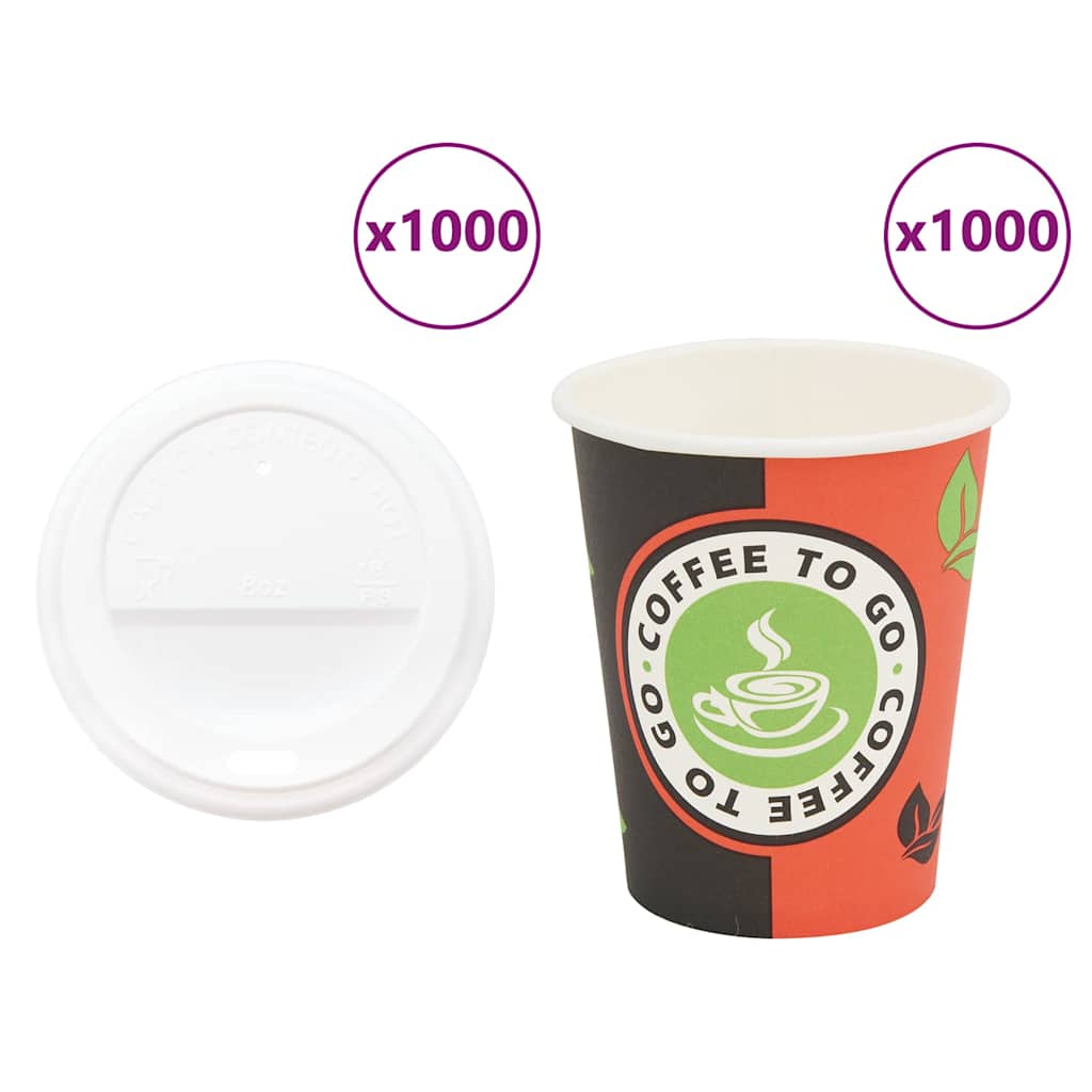 vidaXL Papieren koffiekopjes met deksel 1000 st 4oz 120 ml