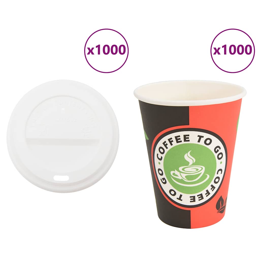 vidaXL Papieren koffiekopjes met deksel 1000 st 4oz 120 ml
