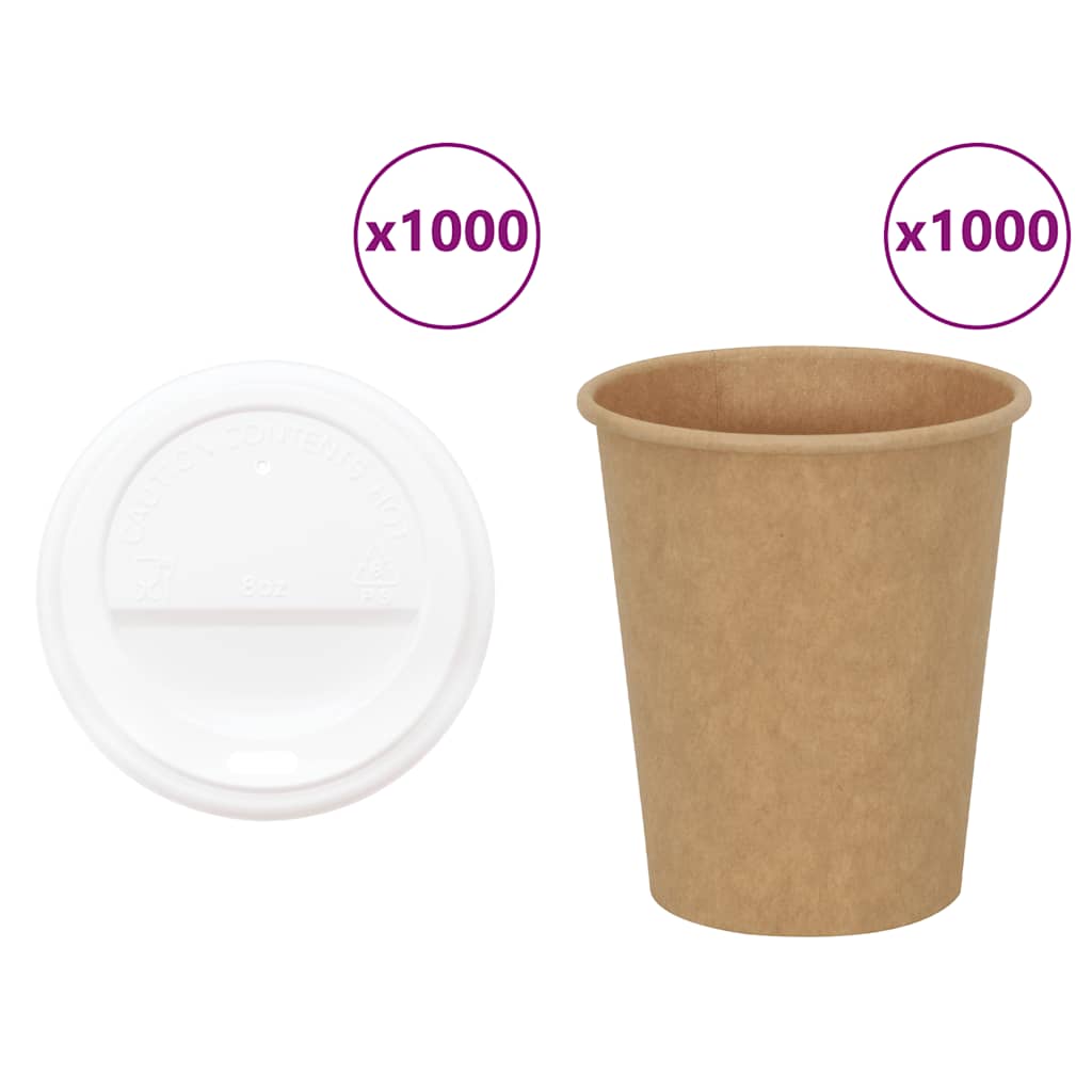 vidaXL Papieren koffiekopjes met deksel 1000 st 8oz 200 ml