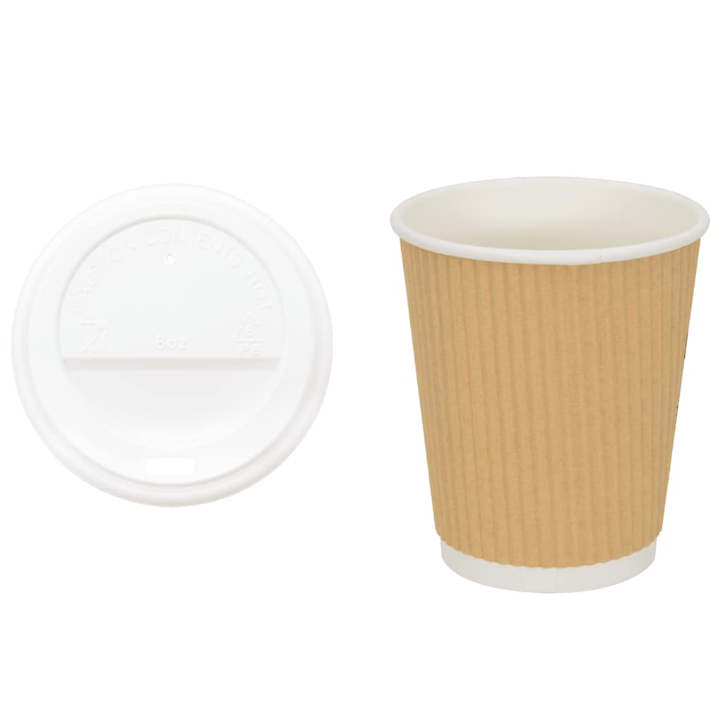 vidaXL Paper Coffee Cups with Lids 1000 pcs 8oz 200 ml
