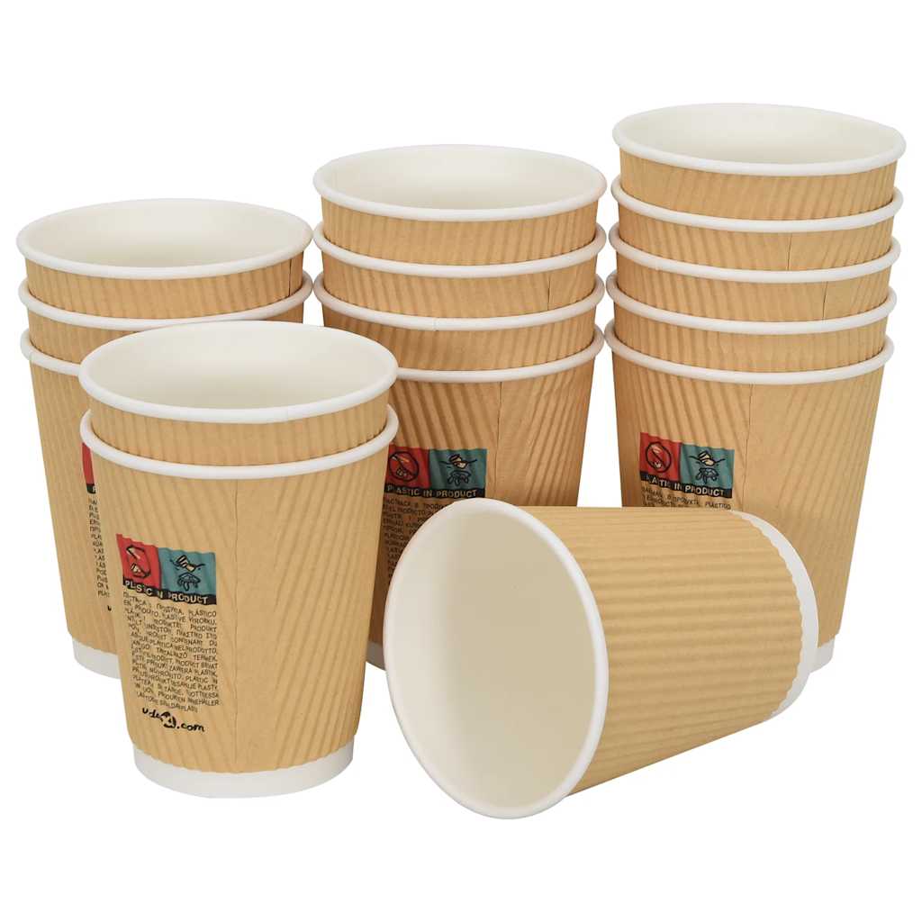 vidaXL Paper Coffee Cups with Lids 1000 pcs 8oz 200 ml