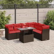 vidaXL 7-delige Loungeset met kussens poly rattan acacia grijs