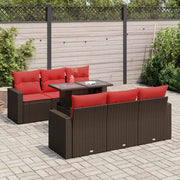vidaXL 7-Piece Lounge Set with Cushions Poly Rattan Acacia Brown