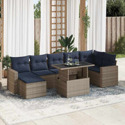 vidaXL 7-delige Loungeset met kussens poly rattan acacia grijs