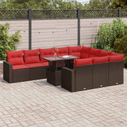 vidaXL 11-delige Loungeset met kussens poly rattan acacia grijs