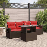 vidaXL 5-delige Loungeset met kussens poly rattan acacia grijs