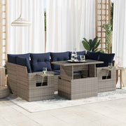 vidaXL 7-Piece Lounge Set with Cushions Poly Rattan Acacia Black