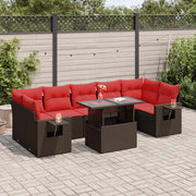 vidaXL 8-Piece Lounge Set with Cushions Poly Rattan Acacia Grey
