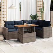 vidaXL 6-delige Loungeset met kussens poly rattan grijs