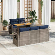 vidaXL 6-Piece Lounge Set with Cushions Poly Rattan Grey