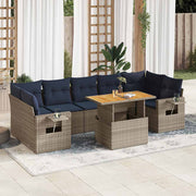 vidaXL 8-Piece Lounge Set with Cushions Poly Rattan Grey