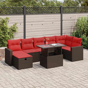 vidaXL 8-delige Loungeset met kussens poly rattan acacia zwart