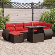vidaXL 7-delige Loungeset met kussens poly rattan acacia zwart