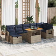 vidaXL 8-delige Loungeset met kussens poly rattan acacia bruin