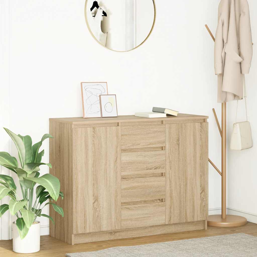 vidaXL Dressoir met lades 100,5x35x76 cm spaanplaat bruin eikenkleurig - Aashly