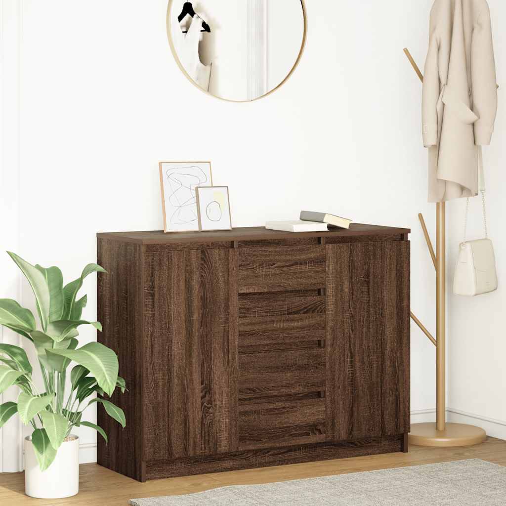 vidaXL Dressoir met lades 100,5x35x76 cm spaanplaat bruin eikenkleurig - Aashly