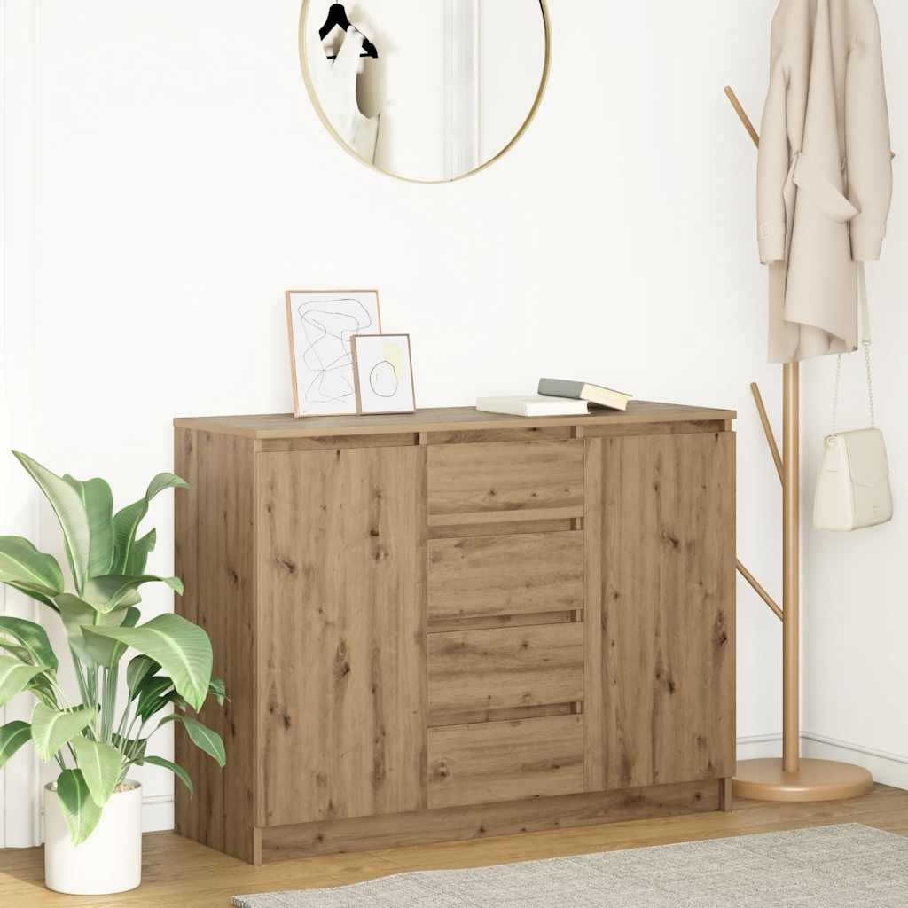 vidaXL Dressoir met lades 100,5x35x76 cm spaanplaat bruin eikenkleurig - Aashly