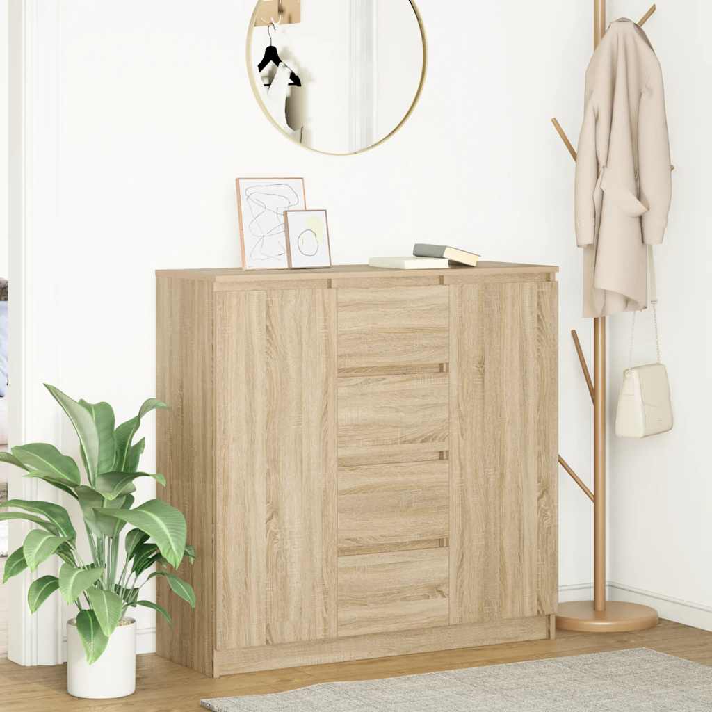 vidaXL Dressoir met lades 100,5x35x98,5 cm spaanplaat bruin eiken - Aashly