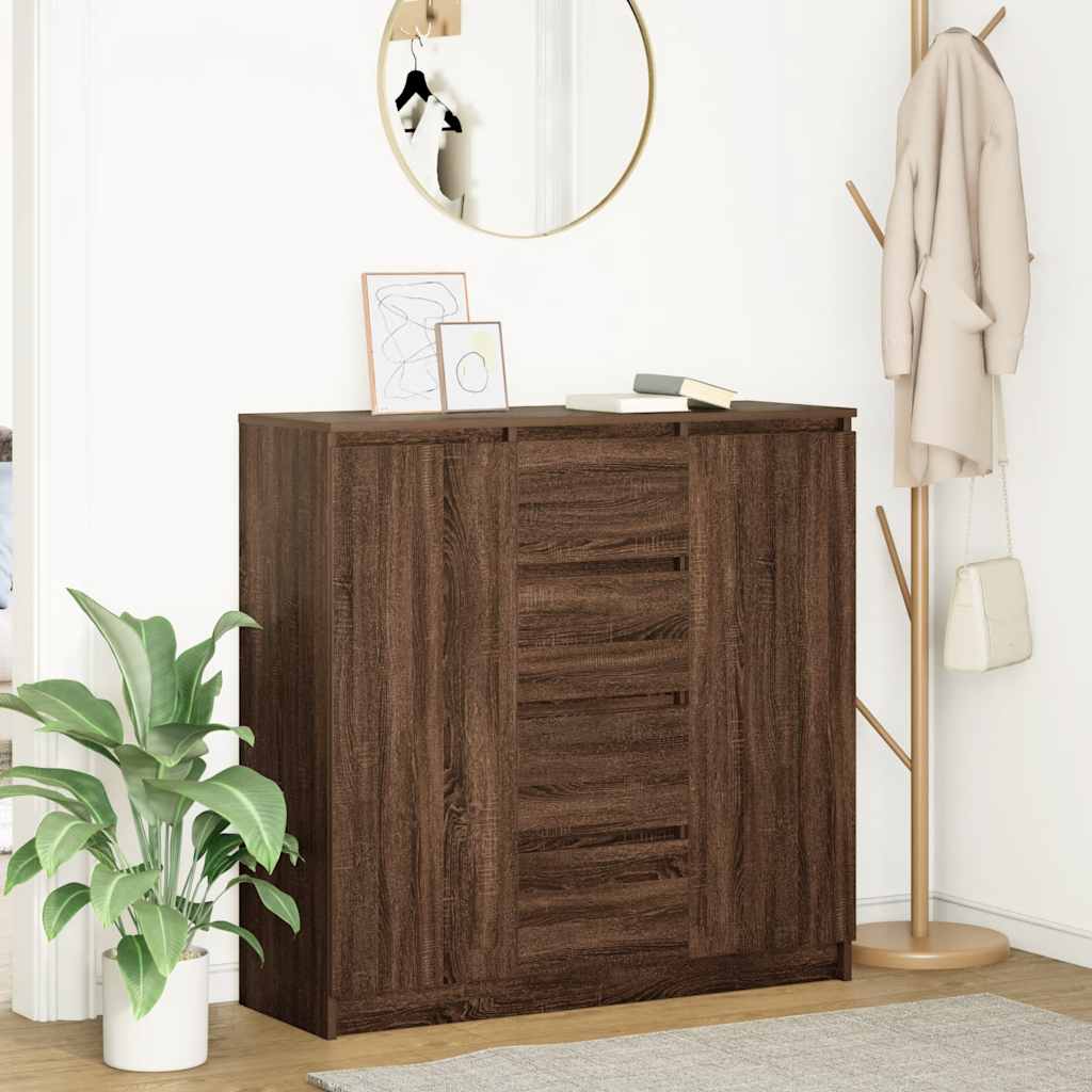 vidaXL Dressoir met lades 100,5x35x98,5 cm spaanplaat bruin eiken - Aashly