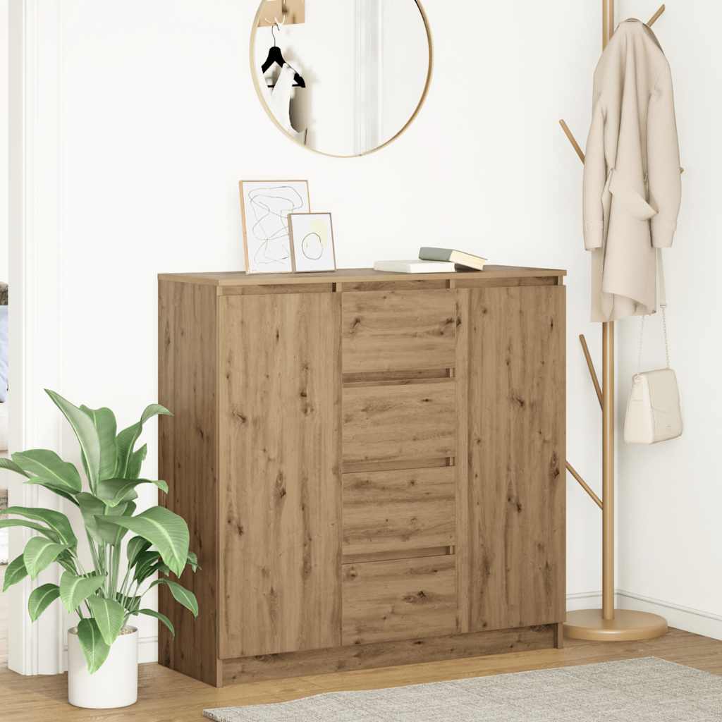 vidaXL Dressoir met lades 100,5x35x98,5 cm spaanplaat bruin eiken - Aashly