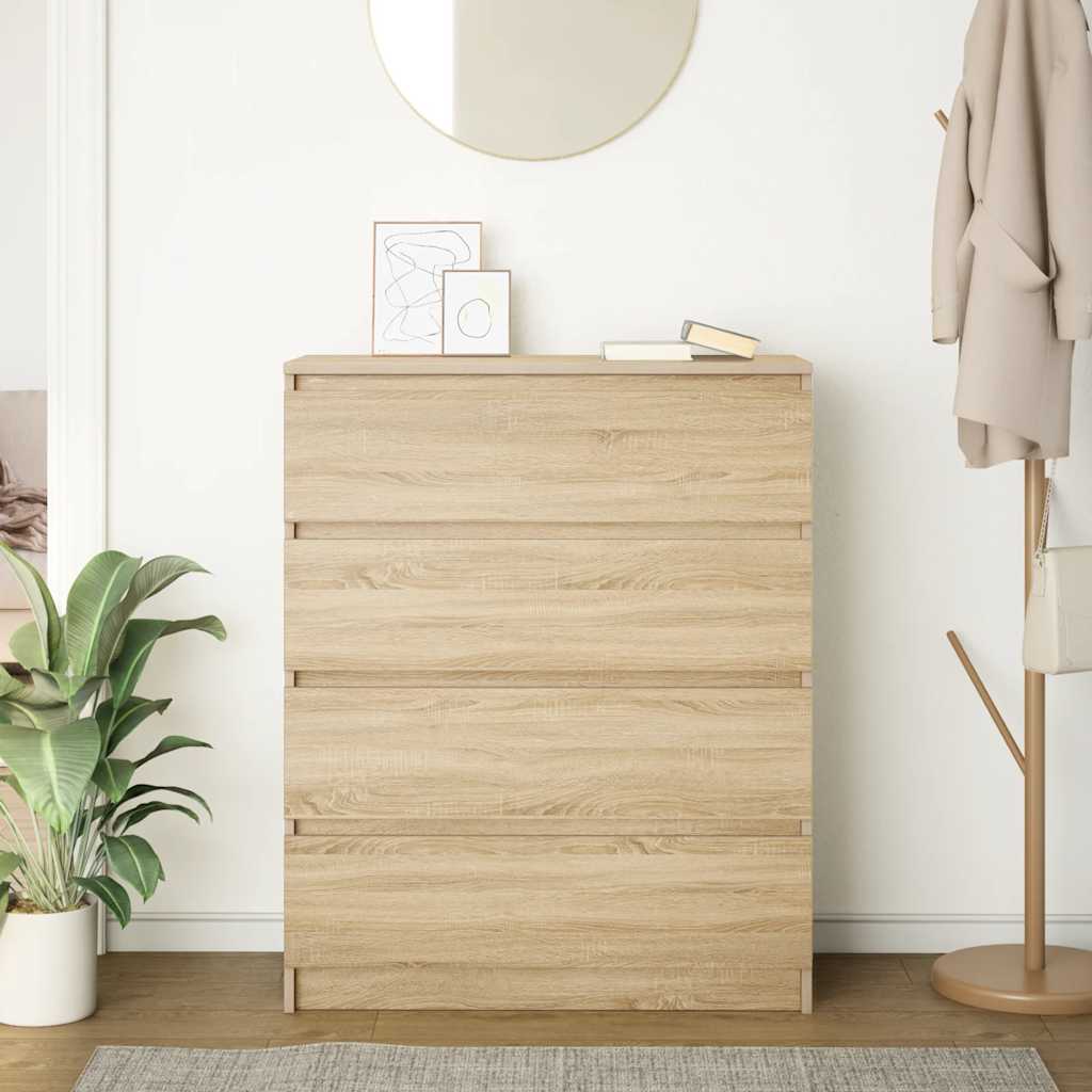 vidaXL Dressoir 80x35x99 cm spaanplaat gerookt eikenkleurig - Aashly