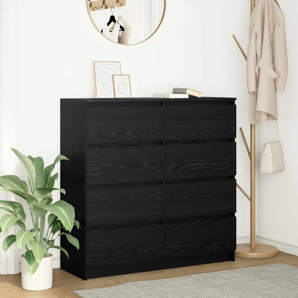 vidaXL Dressoir 100x35x99 cm spaanplaat zwart eikenkleurig - Aashly