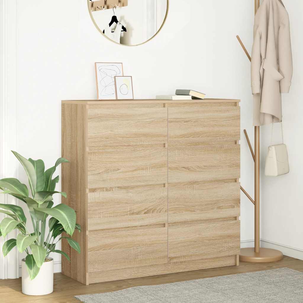 vidaXL Dressoir 100x35x99 cm spaanplaat zwart eikenkleurig - Aashly