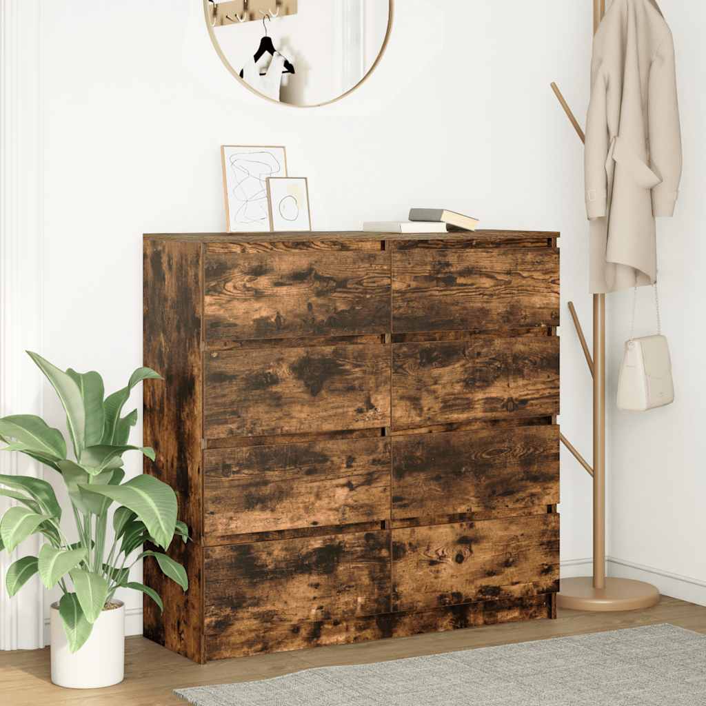 vidaXL Dressoir 100x35x99 cm spaanplaat zwart eikenkleurig - Aashly