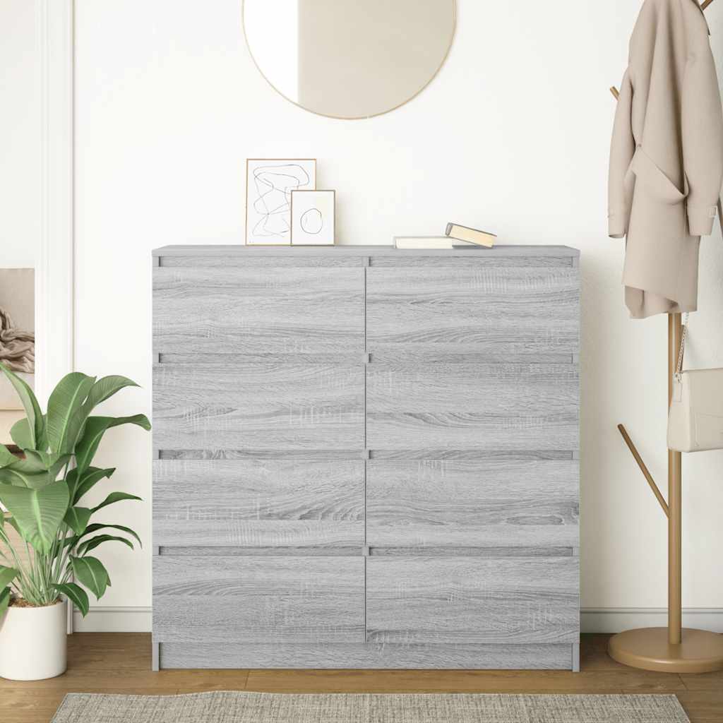 vidaXL Dressoir 100x35x99 cm spaanplaat zwart eikenkleurig - Aashly